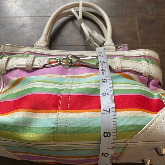 Coach Hampton Multi Colour Canvas striped Satchel - Picture 9 of 15